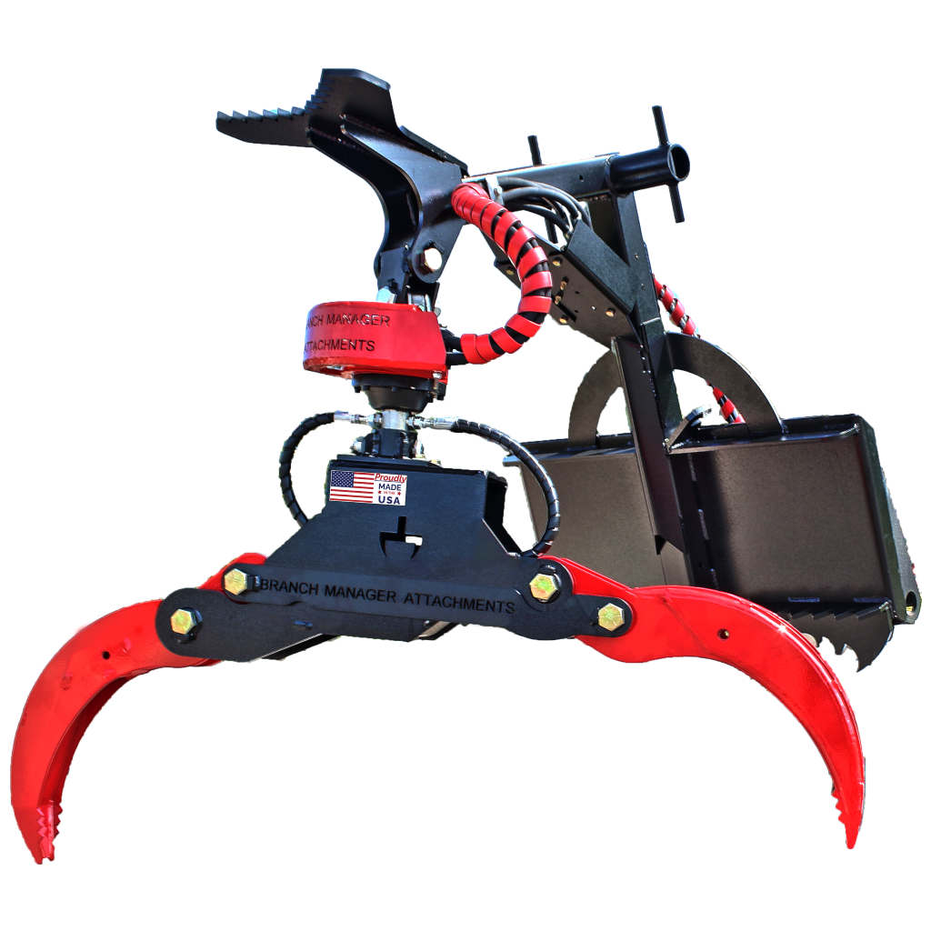 Picture of a T1036 BMGX2 Powered Rotating Mini Grapple by Branch Manager Attachments